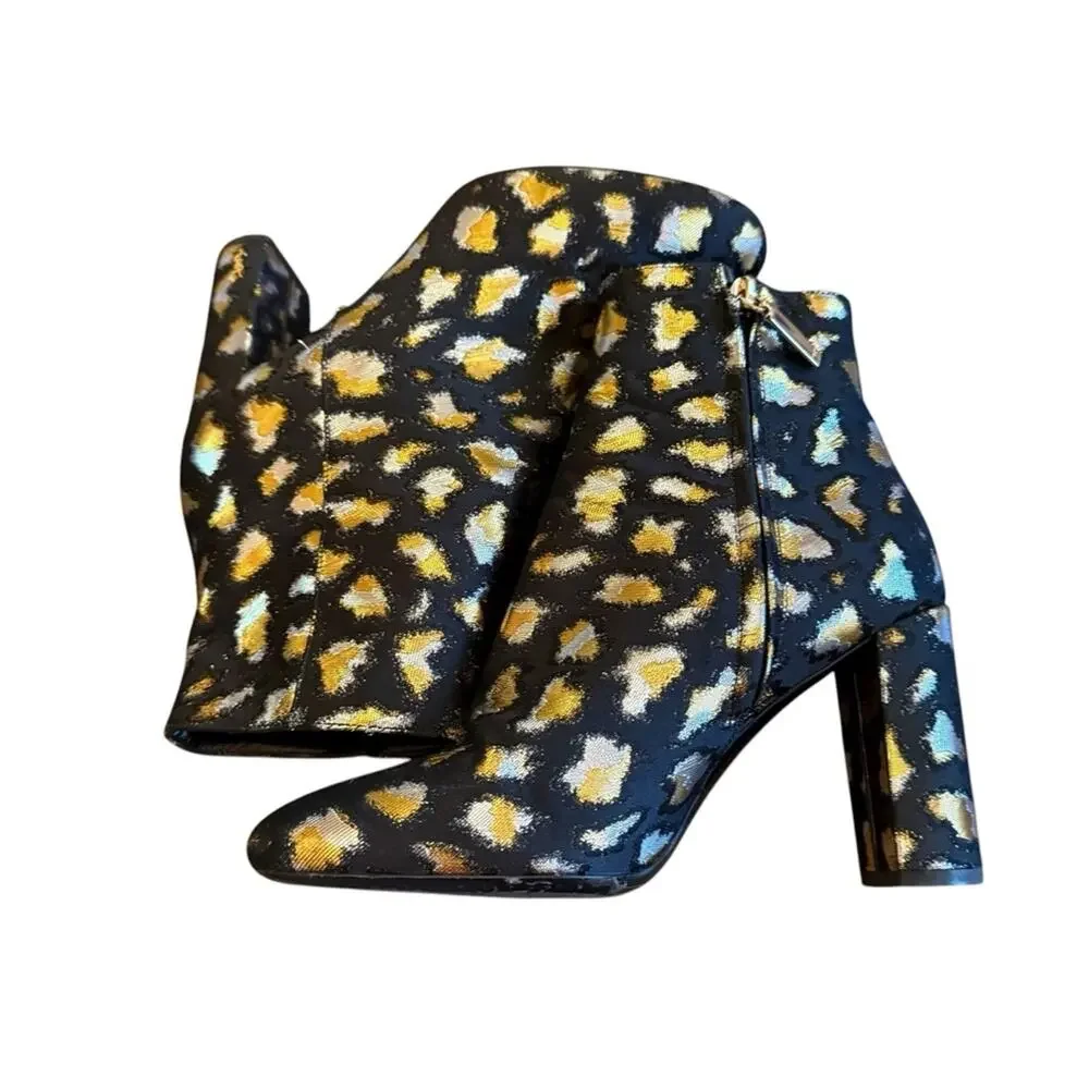 Saint Laurent Loulou Jacquard Leopard Metallic Accent Ankle Boots EU 37.5 US 7.5